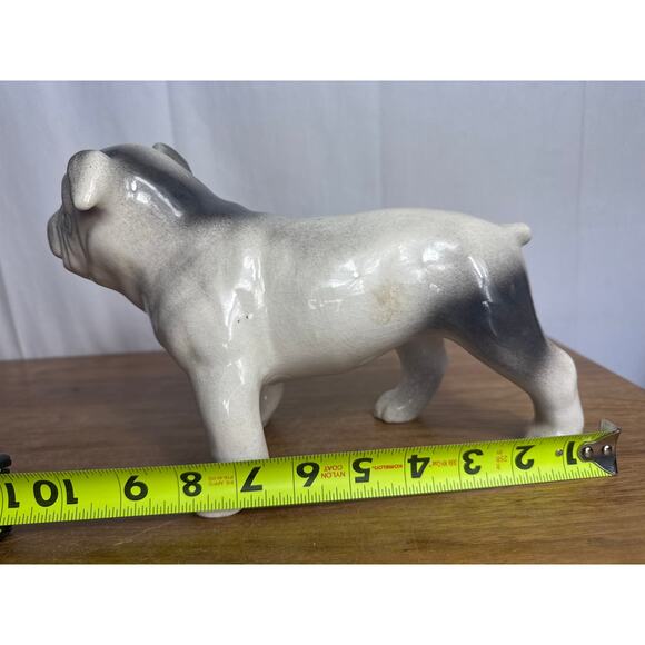 Vintage Bulldog Figurine 11" x 7" Painted Porcelain White Gray Dog Standing GUC - Picture 3 of 10